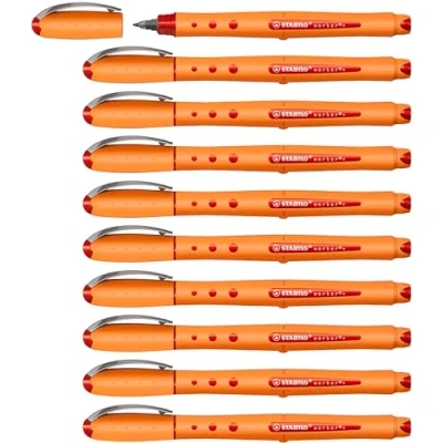 Abbildung von Tintenroller STABILO worker+ medium 10er Pack rot
