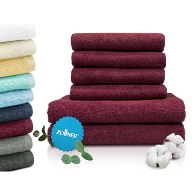 Abbildung von ZOLLNER Handtuch Set aus 4 Handtücher 50x100 cm &amp; 2 Duschtücher 70x140 saugstarke und weiche Tücher in Mint mit praktischem Aufhänger waschbar bis 60C Baumwolle Hotelqualität