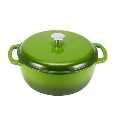 Abbildung von Amazon Basics Rund Schmortopf aus emailliertem Gusseisen, mit Deckel, 7 L, Grün