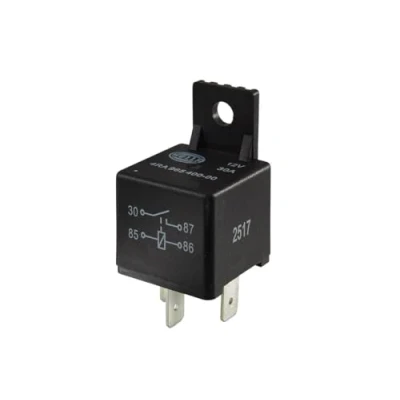 Abbildung von HELLA Relais, Arbeitsstrom 12V 4 polig Schaltbild: S1 Stecker: A Schließer Farbe: schwarz mit Halter 4RA 965 400 001