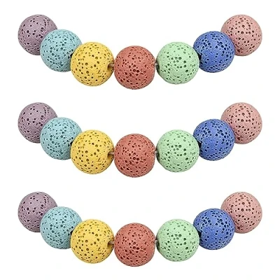 Abbildung von MJDCB Perlen zum Auffädeln 8mm 45 stück Diffusor für ätherische Öle Mehrfarbige Lava Halbedelsteine mit Loch Natürliche Lose Runde Steinperlen Herstellung Schmuck Armbänder Halsketten