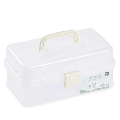 Abbildung von Vaessen Creative Staubox, Aufbewahrungsbox, Sortierbox, Ordnungssystem, Transparent für Bastelutensilien, Bastelwerkzeuge Aufbewahrung Schmuck Und Spielzeug, 31 x 17 15 cm