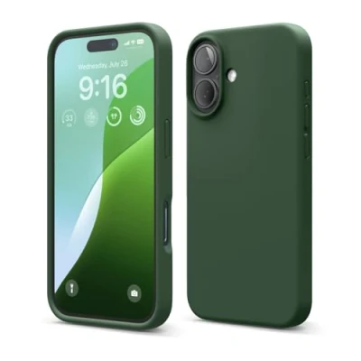 Abbildung von elago Premium Liquid Silikon Hülle Kompatibel mit iPhone 16 Hülle, Ganzkörper Handyhülle, Stoßfest, Schlanke Kratzfester weicher Mikrofaser Innenfutter, 6.1 Zoll (Alpengrün)