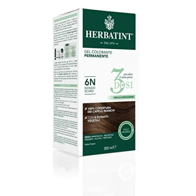 Abbildung von Herbatint Permanentes Farbgel 3 Dosen, 300 ml 6N Dunkelblond, ohne Ammoniak, für empfindliche Haut, 100% Abdeckung weißes Haar, mit 8 natürlichen Bio Extrakten
