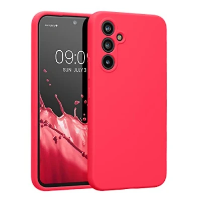 Abbildung von kwmobile Hülle kompatibel mit Samsung Galaxy A54 5G Case gummiert Silikon Handyhülle Schutzhülle Neon Pink