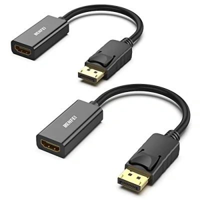 Abbildung von BENFEI 4K DisplayPort auf HDMI Adapter 2 Stück, Unidirektional DP Computor zu Monitor Verbindungs Kompatibel für Laptop PC TV Projektor