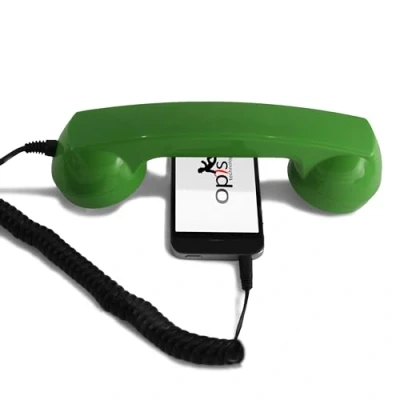 Abbildung von Opis 60s Micro: Retro Telefonhörer für Handy mit USB C Adapter als Headset Android Smartphone und iPhone 15 Neuer in Grün