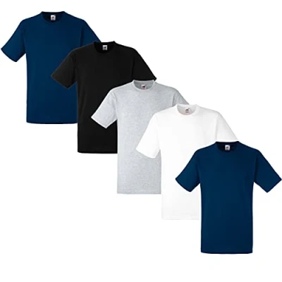 Abbildung von Fruit of the Loom Herren Regular Fit T Shirt Heavy Cotton Tee 5 Pack,2Navy/1Weiss/1Schwarz/1Grau 3XL