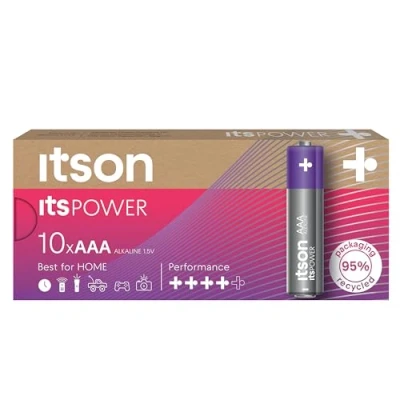 Abbildung von ITSON, Batterien AAA, 10 Stück, 1.5V, Alkaline Batterien, für Uhren, Taschenlampen, Fernbedienungen, umweltfreundliche Verpackung 95% recycelt