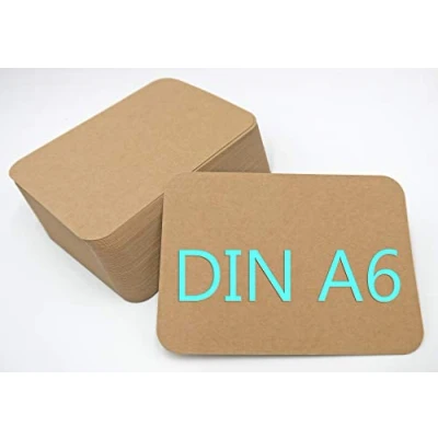 Abbildung von DIN A6 Postkarten Karteikarten Set Blanko zum Selbstgestalten Wahlweise mit Umschlägen und runden Ecken (Kraftpapier braun rund 300g/m², 50 Karten)