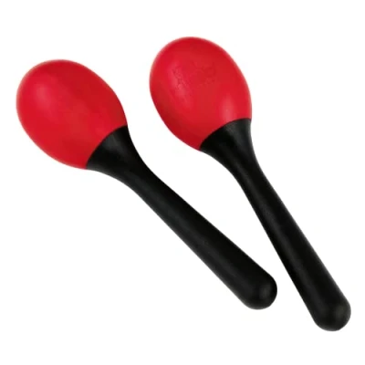 Abbildung von Nino Percussion Small Egg Maracas 1 Paar kleine Shaker für Kinder ab 3 Jahren Musikinstrument Kunststoff, Schwarz und Rot (NINO569R)