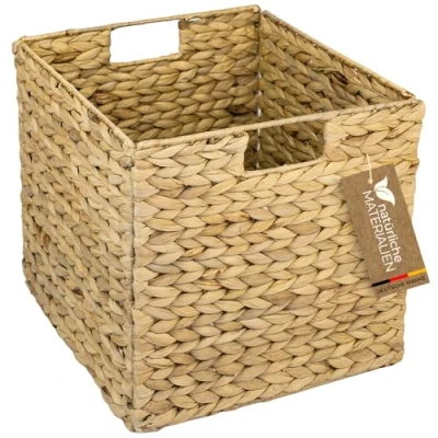 Abbildung von HMF Aufbewahrungskorb, Korb geflochten aus Wasserhyazinthe Seegras passend für Kallax 32 x 34,5 cm
