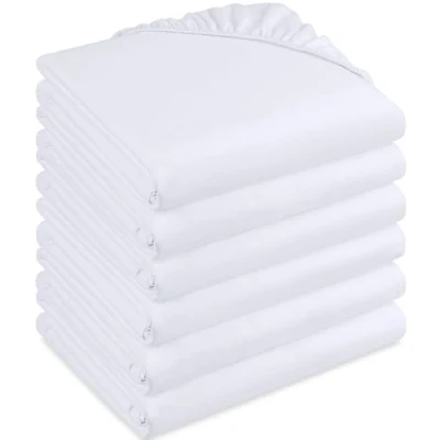 Abbildung von Utopia Bedding 6er Set Spannbettlaken 160 x 200 cm Weiß Gebürstete Mikrofaser Spannbetttuch 35 Tiefe Tasche