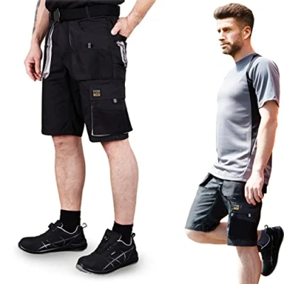 Abbildung von REIS FORECO TS BJS Arbeitsshorts für Herren, Cargo Shorts, Sicherheitsshorts, Arbeitsshorts, Garten Schwarz Hellgrau, Größe: XL