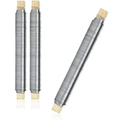 Abbildung von com four® 3X Blumenwickeldraht Set, Bindedraht verzinkt, auf Holzstab gewickelt, Stärke 0,65 mm, 300 g (Verzinkt 03 Stück)