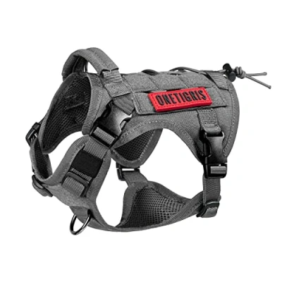 Abbildung von OneTigris Taktische Hundeweste Service Hundegeschirr MOLLE Hundeausbildung Geschirr 1000D Nylon (M, Grau)