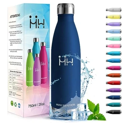 Abbildung von HoneyHolly Trinkflasche Edelstahl 750ml Thermosflasche, BPA Frei, Sport Auslaufsicher Wasserflasche,Trinkflasche Kohlensäure Geeignet, Thermoskanne für Fitness, Gym, Fahrrad