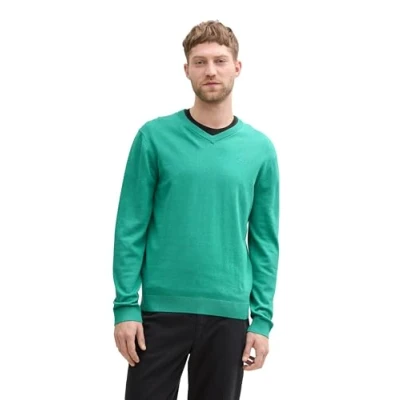 Abbildung von TOM Tailor Vneck Strickpullover, Herren, Größe: Large, Bright jade green melange