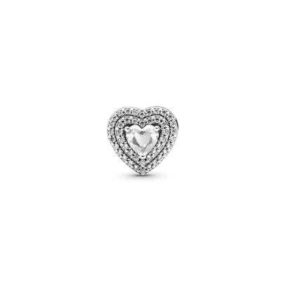 Abbildung von Pandora Sparkling Levelled Heart Charm, Damen, Größe: One Size, Silver coloured