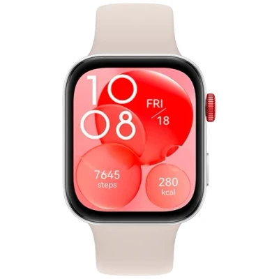 Abbildung von Huawei Watch Fit 3 Silber (Beiges Silikon Armband)