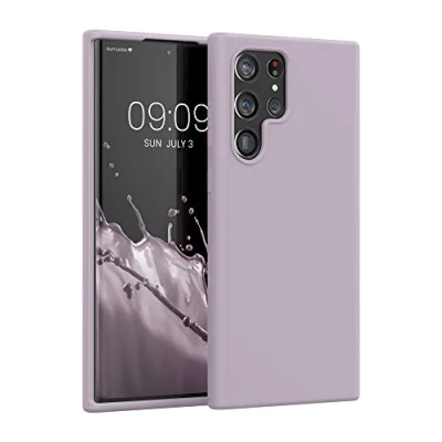 Abbildung von kwmobile Hülle kompatibel mit Samsung Galaxy S22 Ultra Silikon Handy Case Handyhülle weiche Oberfläche kabelloses Laden Purple Cloud