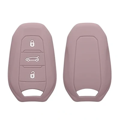 Abbildung von kwmobile Autoschlüssel Silikon Hülle kompatibel mit Peugeot Citroen 3 Tasten Smartkey (nur Keyless Go) Schlüsselhülle in Purple Cloud