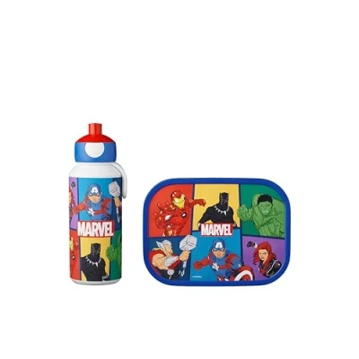 Abbildung von Mepal Lunch Set Campus für Kinder mit Pop up Trinkflasche &amp; Box die Schule oder unterwegs Spülmaschinenfest BPA frei 400 ml + 750 Avengers