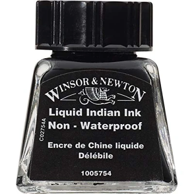 Abbildung von Winsor &amp; Newton 1005754 Drawing Inks Zeichentusche für Kalligraphen, Illustratoren, Grafikern, Künstler wasserbeständige Farben, herrvorragender Transparenz, 14ml Flasche Flüssige Indische Tusche