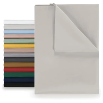 Abbildung von Blumtal® Basic Betttuch 220x275 cm für Matratzen 140x200 Bettlaken ohne Gummi Oeko TEX zertifiziertes Leintuch aus Microfaser in Moonlight Grey Grau