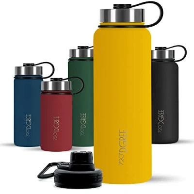 Abbildung von 720DGREE Edelstahl Trinkflasche 1200ml “noLimit Auslaufsicher, Kohlensäure geeignet, BPA Frei Thermosflasche, Isolierflasche mit Schraubverschluss für Sport, Fitness, Outdoor +Gratis Sportdeckel