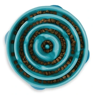 Abbildung von Kyjen 51002 Outward Hound Fun Feeder Slow Feed Interaktiver Bloat Stop Futternapf für Hunde, Größe L, blau