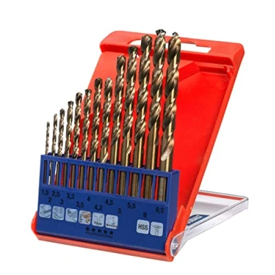 Abbildung von kwb HSS TIN Titan Metallbohrer Satz Bohrer Set, 13 teilig, Ø 1,5 bis 6,5 mm (Steigung 0,5 mm) sowie 3,3 und 4,2