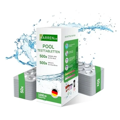 Abbildung von harren24 Testtabletten für Schütteltester (Rapid) zur chemischen Wasseranalyse von pH Wert (Phenol red) und freiem Chlor (2 x 500 Stück)