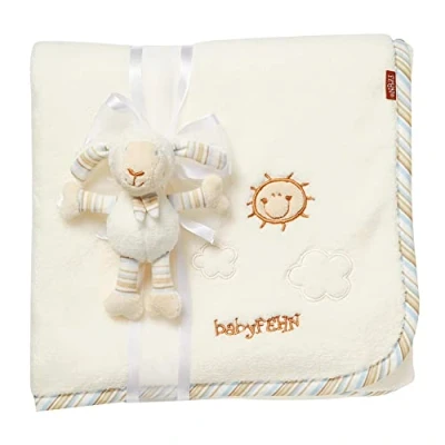 Abbildung von Fehn Kuscheldecke Schaf Kuschelige Schmusedecke als Babydecke Schmusetuch &amp; Krabbeldecke Für Kinderwagen und Babyschale ideales Schnuffeltuch Erstlingsdecke Babys ab 0+ Monaten