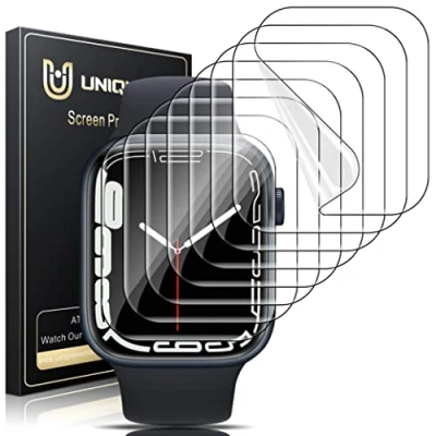 Abbildung von UniqueMe für Apple Watch Series SE2/SE/6/5/4 44 mm Schutzfolie 8 Stück, Flexible TPU, iwatch Displayschutz, Blasenfreie, Weich HD Klar Displayfolie, Volle Abdeckung, Anti Staub