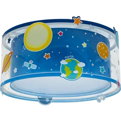 Abbildung von Dalber Deckenlampe kinderzimmer, Deckenleuchte für Kinder Planets Planeten Sonnensystem, 41346N, E27, Blau