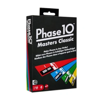 Abbildung von Mattel Games Phase 10 Masters Classic Kartenspiel, Familienkartenspiel mit 60 Zielkarten, die in beliebiger Reihenfolge gelegt werden können, für 2 bis 6 Spieler, JFD07