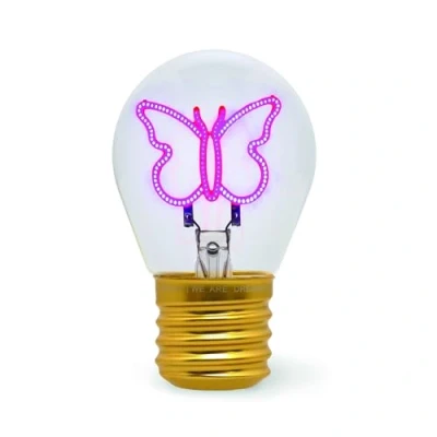 Abbildung von LEGAMI Glühbirnenförmige Tischlampe, wiederaufladbar mit USB Kabel, kabellos, Glühbirnen Fiktion, Butterfly Thema, 6,8 x 10,3 cm