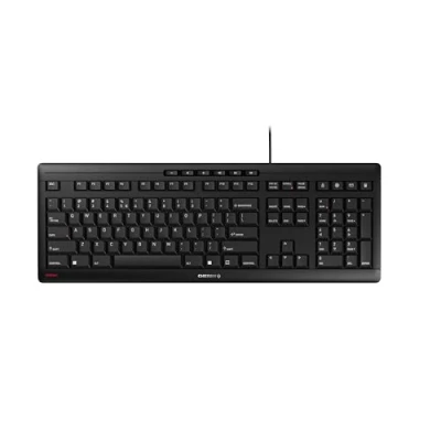 Abbildung von CHERRY STREAM KEYBOARD, Kabelgebundene Tastatur, EU Layout (QWERTY), Flüsterleiser Tastenanschlag, Einzigartiges Tippgefühl, Flaches Design, Schwarz
