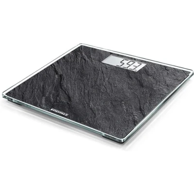 Abbildung von Soehnle Style Sense Compact 300 Slate, digitale Personenwaage mit LCD Anzeige, elektronische Waage extraflachem Design, große Trittfläche, Körperwaage einer Tragkraft bis zu 180 kg