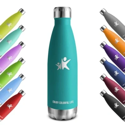 Abbildung von KollyKolla Thermosflasche, 500ml, Trinkflasche Edelstahl Kohlensäure Geeignet, BPA frei Isolierflasche, Auslaufsicher Thermoskanne, Wasserflasche für Fitness, Schule, Sport, Gym, Sprudel, Outdoor