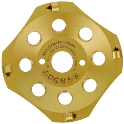 Abbildung von PRODIAMANT PKD Diamantschleiftopf 125mm x 22,2mm 4 Segmente Hochleistungs Schleiftopf für Winkelschleifer Ideal Beton, Estrich &amp; harte Oberflächen