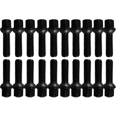 Abbildung von 20 Radschrauben Radbolzen Kugelbund schwarz M14 x 1,5 27mm R13 kompatibel mit Audi, VW, Seat, Skoda