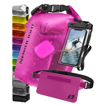 Abbildung von Nordlight wasserdichte Tasche 3er Set (Pink) Dry Bag 10l + Handyhülle Hüfttasche IPX8 Schutz Mit Verstellbaren Gurten Für Strand, Stand Up Paddling