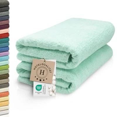 Abbildung von ZOLLNER 2er Set Saunatücher weiche und saugstarke Handtücher waschbar bis 95C Baumwolle 70x200 cm in Mint