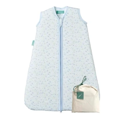 Abbildung von molis&amp;co Baby Schlafsack ärmellos Ideal für Frühling und Herbst Babyschlafsack 1 tog ohne Ärmel Leicht gepolstert 100% Baumwolle (Oeko TEX 100), Premium Qualität Blue Lily (95 cm)