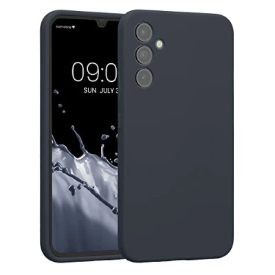 Abbildung von kwmobile Handyhülle kompatibel mit Samsung Galaxy A34 5G Hülle gummierte Handy Case aus Silikon in Heidelbeerblau