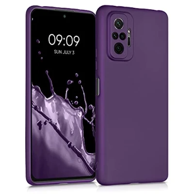 Abbildung von kwmobile Case kompatibel mit Xiaomi Redmi Note 10 Pro Hülle Schutzhülle aus Silikon metallisch schimmernd Handyhülle Metallic Brombeere