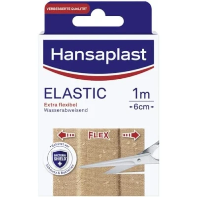 Abbildung von Hansaplast Elastic Pflaster (1 m x 6 cm), zuschneidbare Wundpflaster für Gelenke und viel bewegte Körperstellen, flexibles Verbandsmaterial mit extra starker Klebkraft