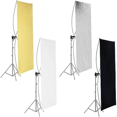 Abbildung von Neewer 90 x 180 cm Foto Studio Flat Panel Light Reflektor mit 360 Grad drehbar Halterung und Tragetasche Gold/Silber Schwarz/Weiß